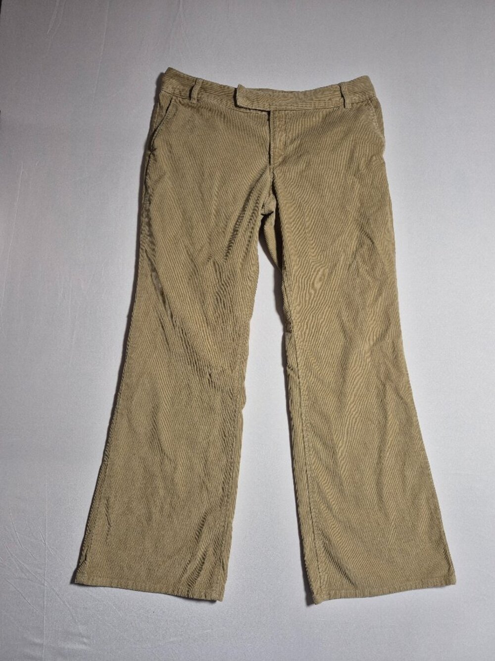 Calvin Klein Corduroy Pant Size 14 Beige Flare Bootcut Stretch Cotton Women